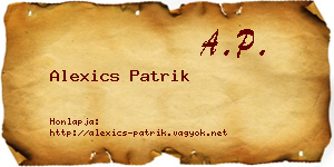Alexics Patrik névjegykártya